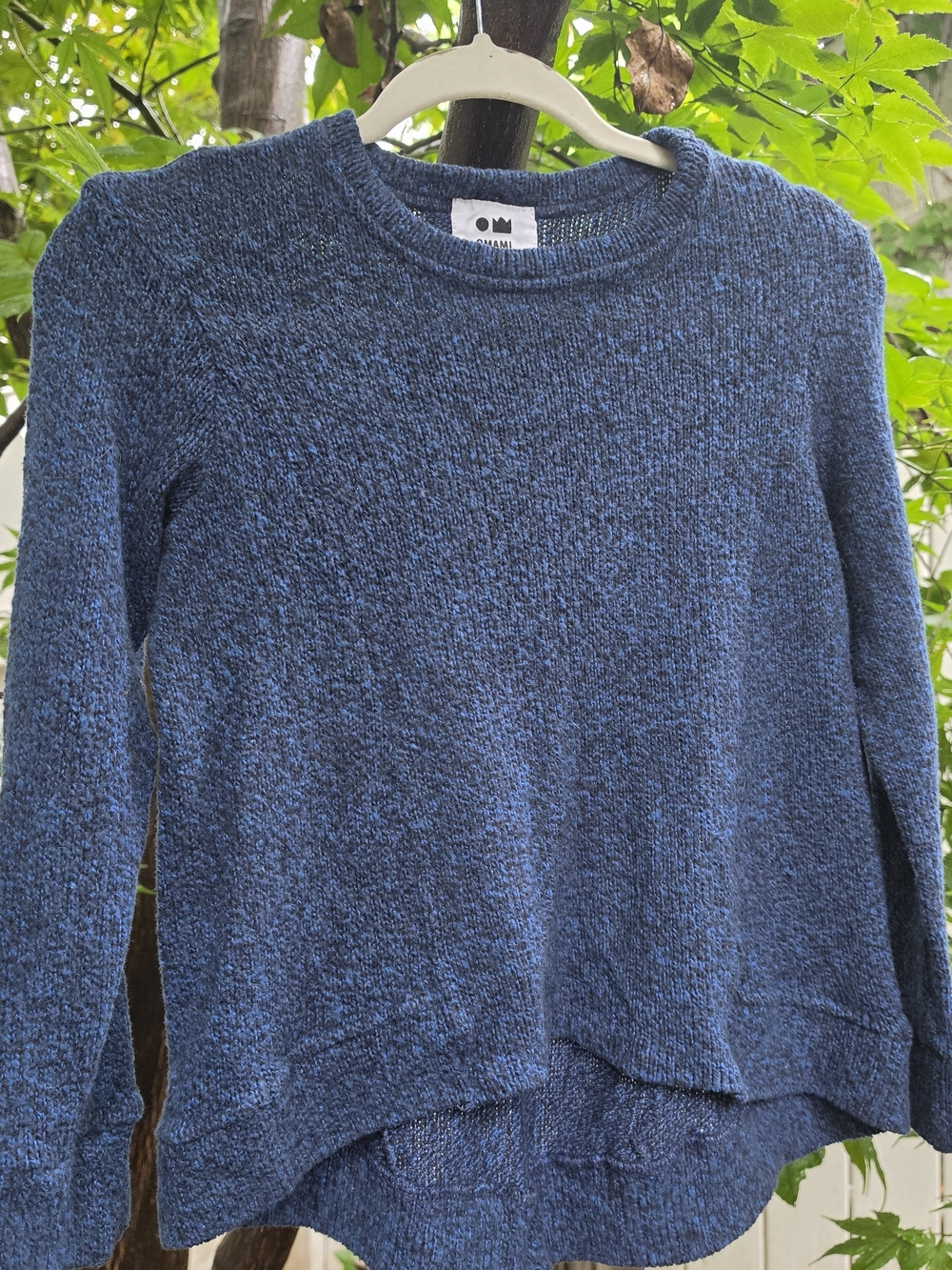 Omami MINI Blue Textured Crewneck Sweater